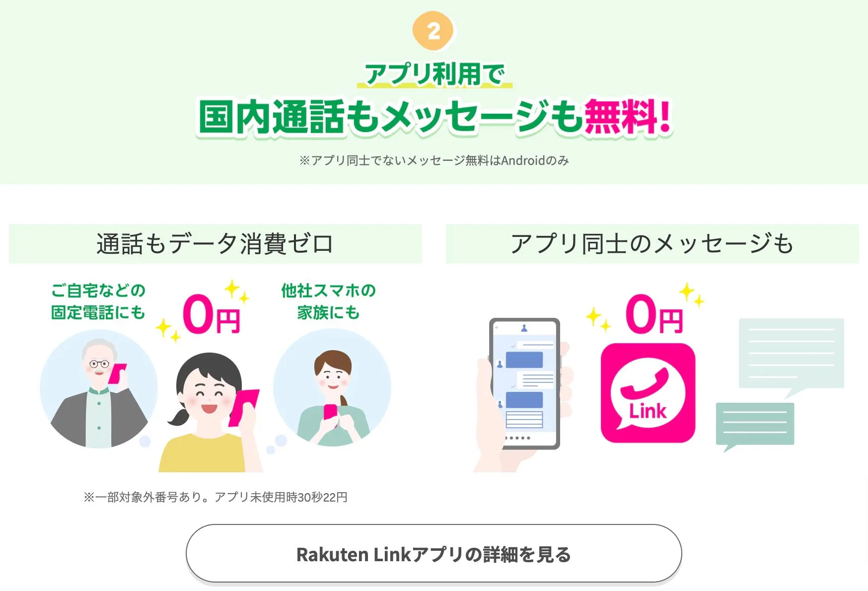 アプリ利用で国内通話もメッセージも無料！